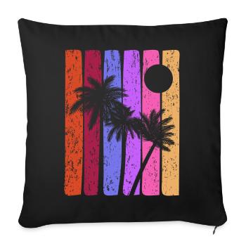 Rayures tropicales coucher de soleil - Housse de coussin décorative 45 x 45 cm - noir - Devant