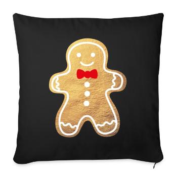 Cookie Man Pain d’épices Or Noël Pain d’épices Homme - Housse de coussin décorative 45 x 45 cm - noir - Devant