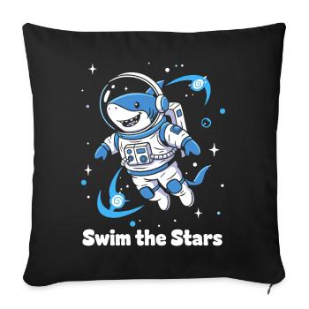 Astronaute requin de l’espace - Housse de coussin décorative 45 x 45 cm - noir - Devant