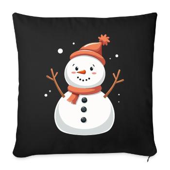 Bonhomme de neige douillet Fantaisie hivernale - Housse de coussin décorative 45 x 45 cm - noir - Devant