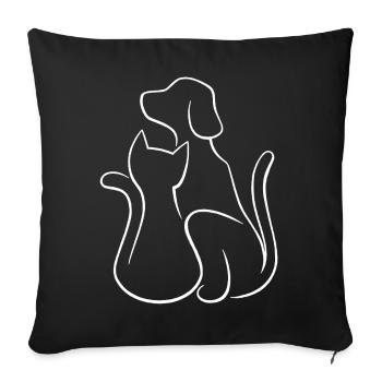 Dog and cat love of animals - Sofa pillowcase 17,3'' x 17,3'' (45 x 45 cm) - black - Front