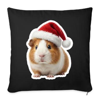 Cute guinea pig Christmas hat - Sofa pillowcase 17,3'' x 17,3'' (45 x 45 cm) - black - Front