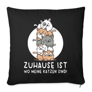 Chat propriétaire de chat, chat dit cadeau - Housse de coussin décorative 45 x 45 cm - noir - Devant