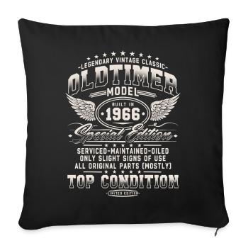 Oldtimer 1966 Jahrgang 60. Geburtstag Geschenk - Sofakissenbezug 45 x 45 cm - Schwarz - Vorne