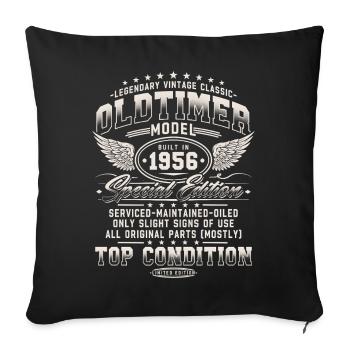 Cadeau d’anniversaire vintage 1956 vintage pour le 70e anniversaire - Housse de coussin décorative 45 x 45 cm - noir - Devant