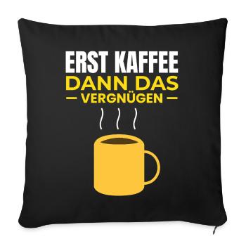 D’abord le café, puis le plaisir - Housse de coussin décorative 45 x 45 cm - noir - Devant