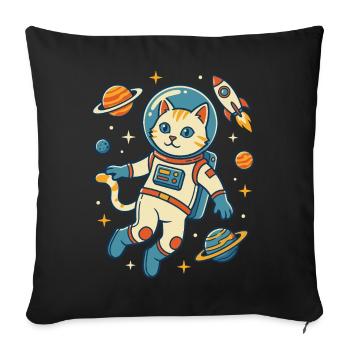 Astronaut cat in space - Sofa pillowcase 17,3'' x 17,3'' (45 x 45 cm) - black - Front