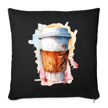 Watercolor ToGo Coffee - Sofa pillowcase 17,3'' x 17,3'' (45 x 45 cm) - black - Front