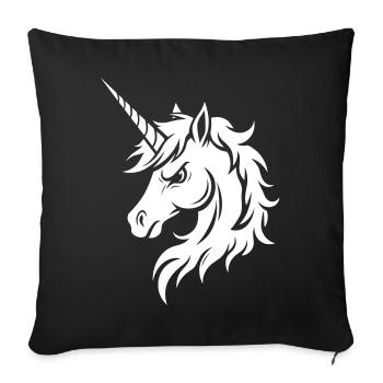 Unicorn head with serious expression - Sofa pillowcase 17,3'' x 17,3'' (45 x 45 cm) - black - Front