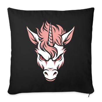 Dark Unicorn – Evil Unicorn Head Pink - Sofa pillowcase 17,3'' x 17,3'' (45 x 45 cm) - black - Front