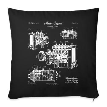 Kunst des Original-Lokomotiven-Bauplans - Sofakissenbezug 45 x 45 cm - Schwarz - Vorne