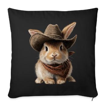 Bunny Rabbit Cowboy Hat Western Country - Sofa pillowcase 17,3'' x 17,3'' (45 x 45 cm) - black - Front