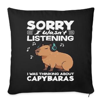 N’écoute pas en pensant aux capybaras mignons - Housse de coussin décorative 45 x 45 cm - noir - Devant