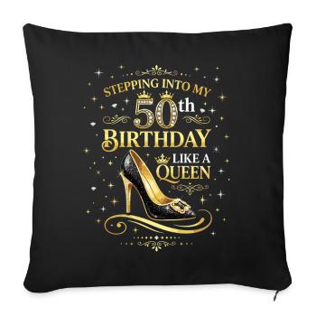 Entrer dans mes 50 ans et 50 ans - Housse de coussin décorative 45 x 45 cm - noir - Devant