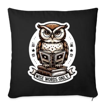 Wise owl reading book - Sofa pillowcase 17,3'' x 17,3'' (45 x 45 cm) - black - Front