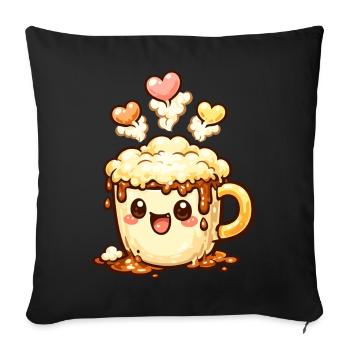 Kaffeelächeln Latte Mug Herz - Sofakissenbezug 45 x 45 cm - Schwarz - Vorne
