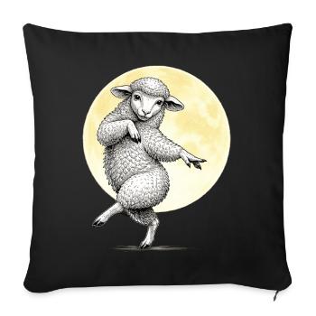 Moon Dancing Sheep Illustration - Sofa pillowcase 17,3'' x 17,3'' (45 x 45 cm) - black - Front