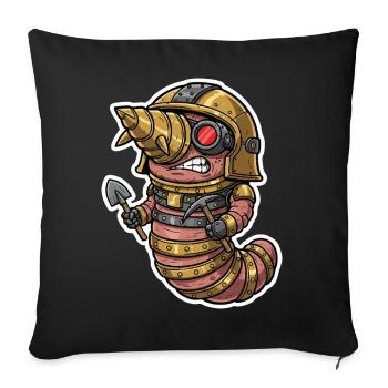 Steampunk Earthworm Drilling and Miner - Sofa pillowcase 17,3'' x 17,3'' (45 x 45 cm) - black - Front