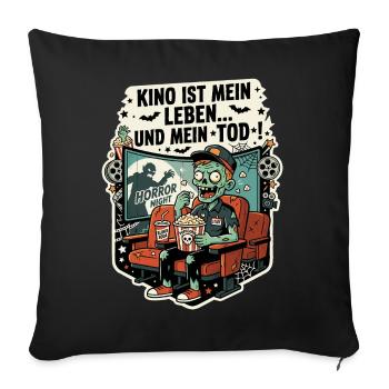 Kino Horror Zombie Popcorn Humor - Sofakissenbezug 45 x 45 cm - Schwarz - Vorne