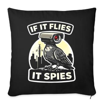 Rabe mit Kamera-Spion Design - Sofakissenbezug 45 x 45 cm - Schwarz - Vorne