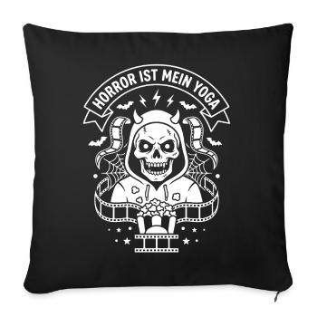 Horror ist mein Yoga Skelett Design - Sofakissenbezug 45 x 45 cm - Schwarz - Vorne