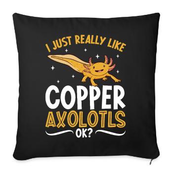 J’adore mon Axolotl cuivré - Housse de coussin décorative 45 x 45 cm - noir - Devant
