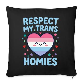 Mois de la fierté LGBTQ - Respect My Trans Homies - Housse de coussin décorative 45 x 45 cm - noir - Devant