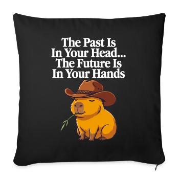 Cowboy Capybara Future - Mème de citation motivationnelle - Housse de coussin décorative 45 x 45 cm - noir - Devant