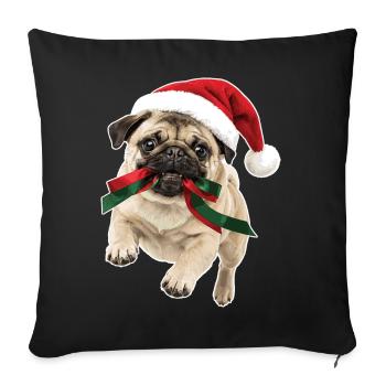 Carlin de Noël joueur - Housse de coussin décorative 45 x 45 cm - noir - Devant