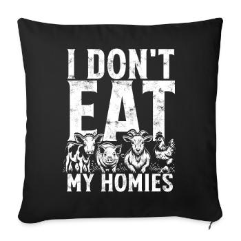Les potes de la ferme ne mangent pas mes potes - Housse de coussin décorative 45 x 45 cm - noir - Devant