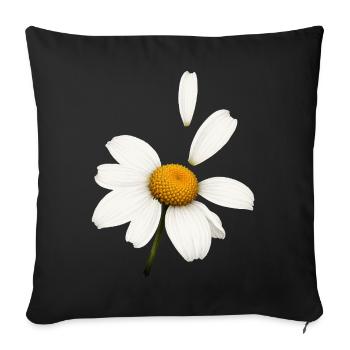 Marguerite avec un design de pétales volants - Housse de coussin décorative 45 x 45 cm - noir - Devant