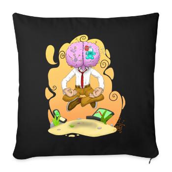 Achtsames Gehirn-Meditieren-Reichtum - Sofakissenbezug 45 x 45 cm - Schwarz - Vorne