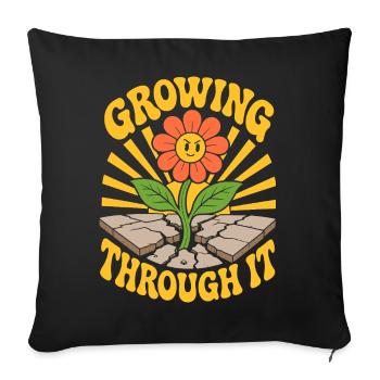 Growing Through It Flower - Sofa pillowcase 17,3'' x 17,3'' (45 x 45 cm) - black - Front