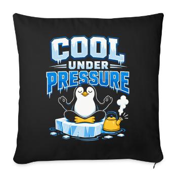 Cool Under Pressure Penguin Meditation - Sofa pillowcase 17,3'' x 17,3'' (45 x 45 cm) - black - Front