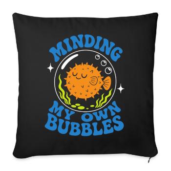 Minding My Own Bubbles Puffer Fish - Sofa pillowcase 17,3'' x 17,3'' (45 x 45 cm) - black - Front