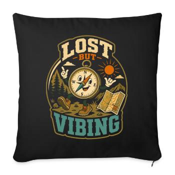 Lost But Vibing Wander Humor - Sofa pillowcase 17,3'' x 17,3'' (45 x 45 cm) - black - Front