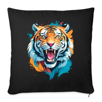 tiger - Sofa pillowcase 17,3'' x 17,3'' (45 x 45 cm) - black - Front