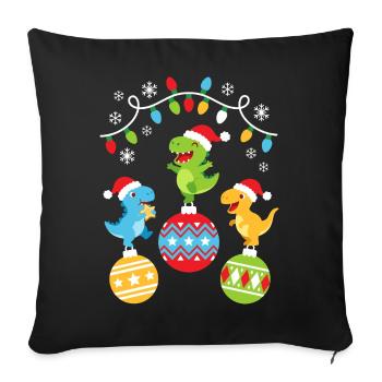 Süße Weihnachts Dinosaurier - Sofakissenbezug 45 x 45 cm - Schwarz - Vorne