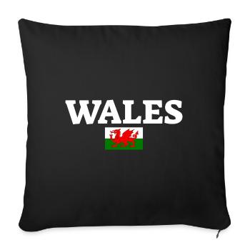 Wales Walisische Flagge Waliser - Sofakissenbezug 45 x 45 cm - Schwarz - Vorne