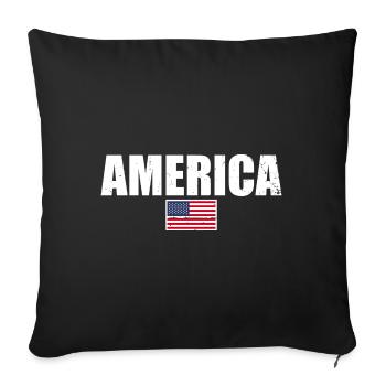 Amérique Drapeau américain États-Unis - Housse de coussin décorative 45 x 45 cm - noir - Devant