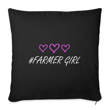 Fermier Fille Fille Coeur Amour - Housse de coussin décorative 45 x 45 cm - noir - Devant