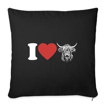 I Love Highland Cattle - Heart - Cow - Cattle Breeding - Sofa pillowcase 17,3'' x 17,3'' (45 x 45 cm) - black - Front
