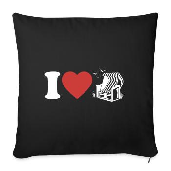 I Love Beach Chair - Heart - Hobby - Sofa pillowcase 17,3'' x 17,3'' (45 x 45 cm) - black - Front