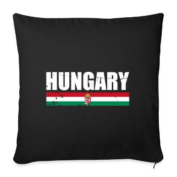 Hongrie Vintage Hongrie Drapeau hongrois - Housse de coussin décorative 45 x 45 cm - noir - Devant