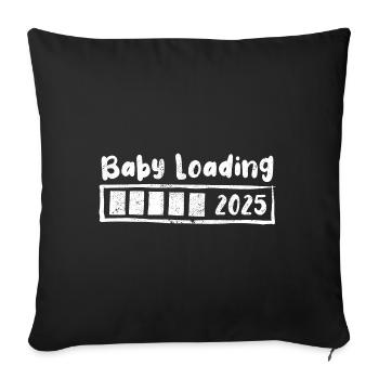 Baby 2025 loading - Pregnancy - Gift - Sofa pillowcase 17,3'' x 17,3'' (45 x 45 cm) - black - Front