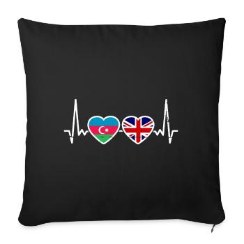 Azerbaijan Great Britain Flag - Sofa pillowcase 17,3'' x 17,3'' (45 x 45 cm) - black - Front