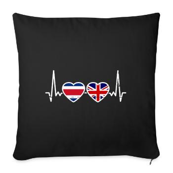 Costa Rica Great Britain Heartbeat Flag - Sofa pillowcase 17,3'' x 17,3'' (45 x 45 cm) - black - Front