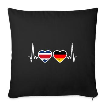 Costa Rica Germany Heartbeat Flag - Sofa pillowcase 17,3'' x 17,3'' (45 x 45 cm) - black - Front