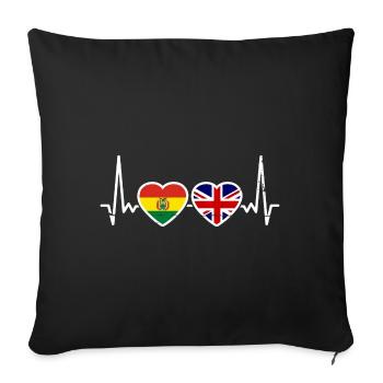 Bolivia Great Britain Heartbeat Flag - Sofa pillowcase 17,3'' x 17,3'' (45 x 45 cm) - black - Front