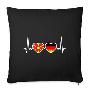 Macédoine du Nord Allemagne Drapeau - Housse de coussin décorative 45 x 45 cm - noir - Devant